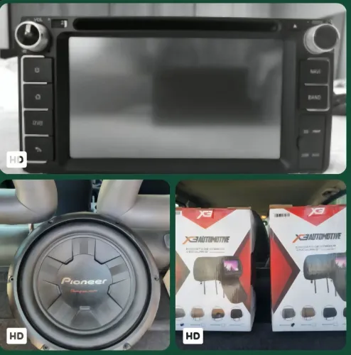 Kit encosto de cabeça com tela 8 pol + Subwoofer Pioneer 10 pol + DVD Miltimidia 7 pol