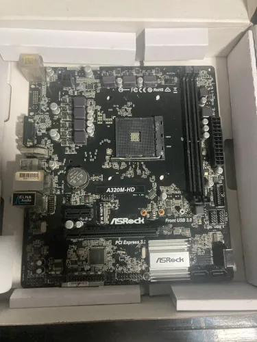 Placa Mãe ASRock A320M-HD Com Defeito + Caixa e Acessórios