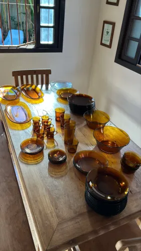 Conjunto Duralex Original Âmbar Vintage - Colecionador - 68 Peças