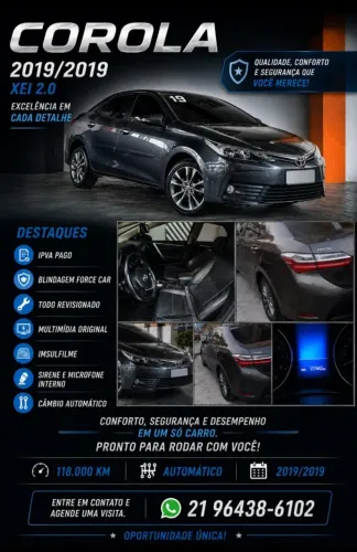 Toyota Corolla XEI 2.0 Flex 16V Aut. 2019