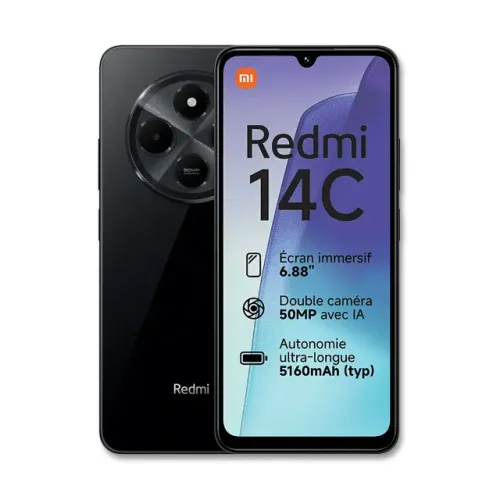 Celular Smartphone Xiaomi Redmi 14C, 256 GB, 8 GB RAM, 4G, Tela 6.88", Preto, Novo, Lacrad