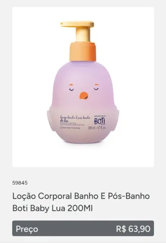 Produtos para bebê Oboticário à pronta entrega