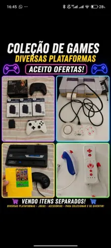 Coleção de jogos e controles