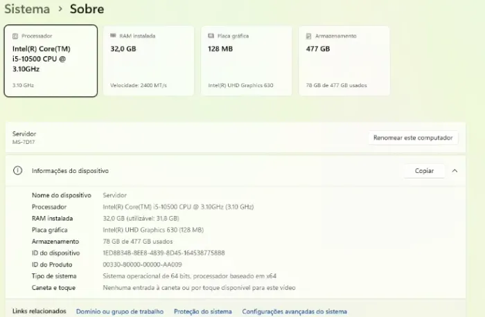 Computador gamer i510500