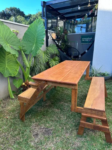 Mesa Banco madeira cambará