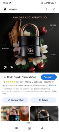 Her code De parfum apenas R$150