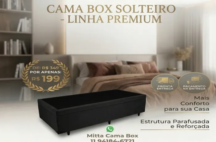 Cama Box Solteiro - Pague Só Na Entrega