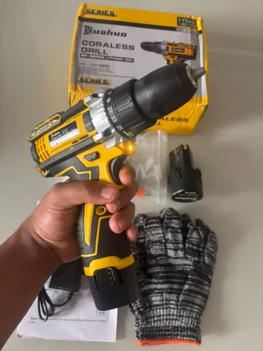 Parafusadeira Furadeira 12V Sem Fio Com Kit Luva