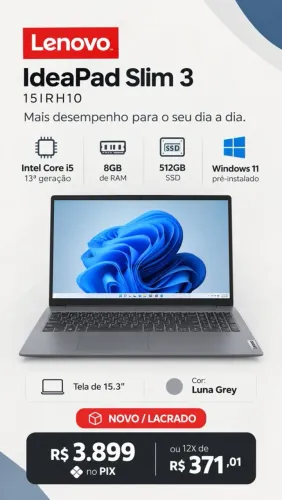 Notebook IdeaPad i5 8GB RAM SSD LACRADO