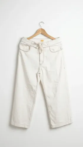 calça de sarja reta hering + cosmo - off white