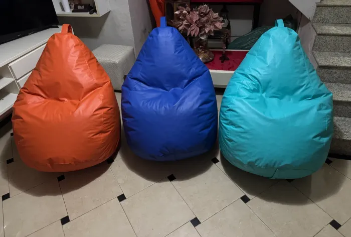 Puff Pera Laranja, Azul e Azul Turquesa 