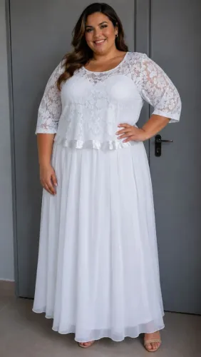 Vestido de noiva plus size G3 semi-novo com detalhes em renda