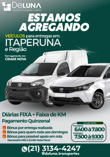 PARCEIROS PARA ENTREGAS PORTA A PORTA - UTILITÁRIO OU PASSEIO