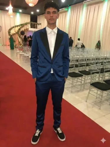 Terno / Smoking Completo Slim Azul Royal (3 Peças: Paletó, Colete e Calça)