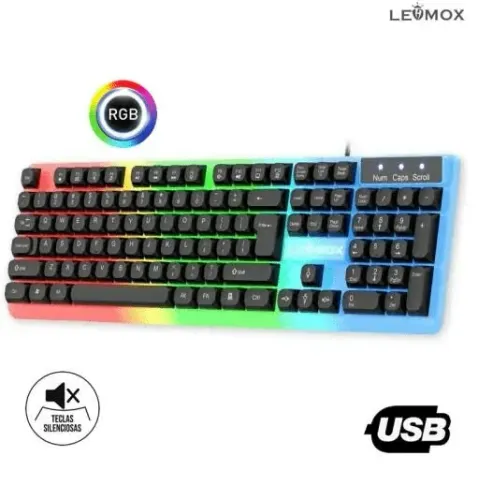 Teclado gamer LEY-2088 com iluminação RGB e cabo de 1,5m Novo