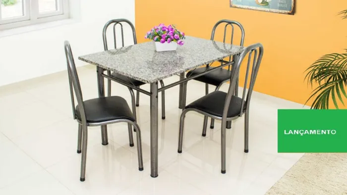 Conjunto mesa Marrocos retangular 4 cadeiras = Frete + montagem gratis