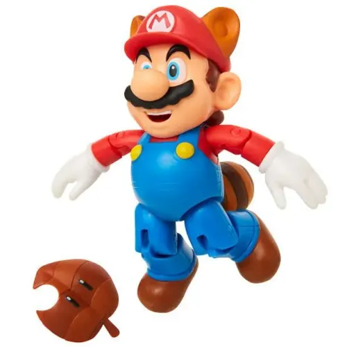 super mario bros boneco articulado oficial nintendo mario raccoon mario e luigi jakks