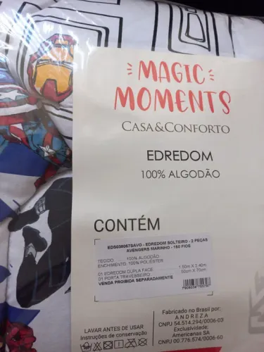 Edredom 100% Algodão Solteiro 
