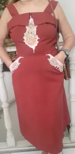 Lindo Vestido Vermelho, Tamanho M, 2 bolsos