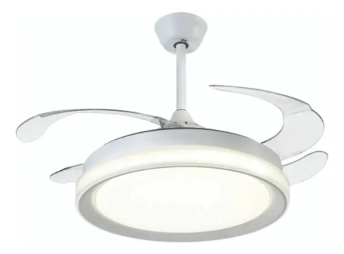 Ventilador de teto branco retrátil