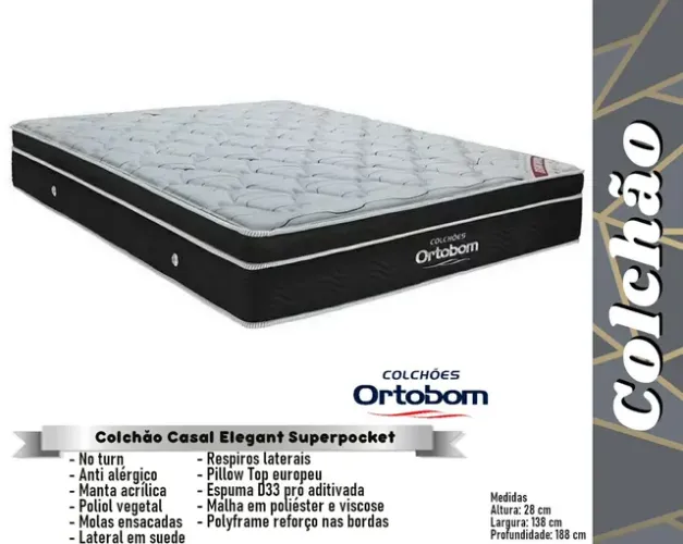 Colchao casal elegant superpoket mola ensacada D33