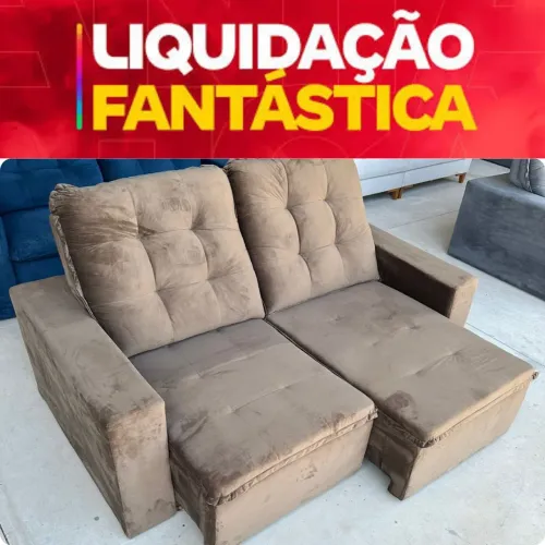 Sofá retrátil Colombo 3 lugares, cor marrom claro