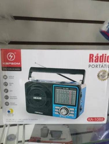 Rádio Portátil KA-1088 - USB, Cartão de Memória, AUX e Bateria Recarregável | 9 Bandas rád