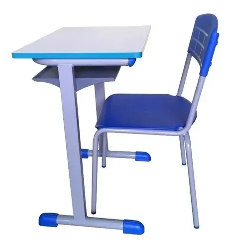 conjunto escolar aluno individual - tipo FNDE - azul - ensino médio - CJA06