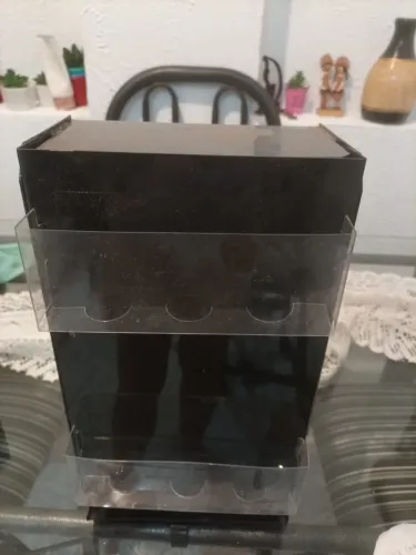 Caixa de Acrílico Preta com Separador Ajustável - 11 x 32,5 x 18 cm