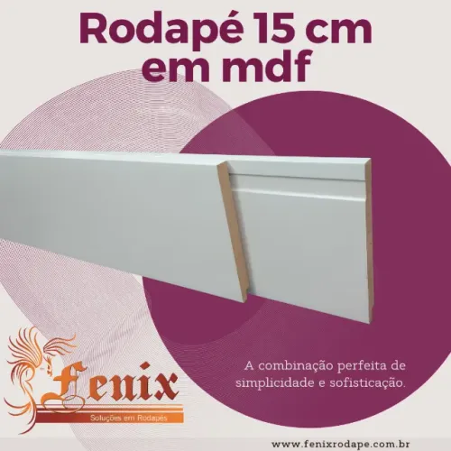 PROMOÇÃO - Rodapé 15 cm em Mdf  Branco com passa fio
