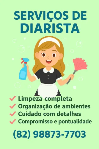 Diarista disponível, faxineira. Doméstica 
