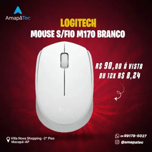 Mouse sem fio Logitech M170 Branco
