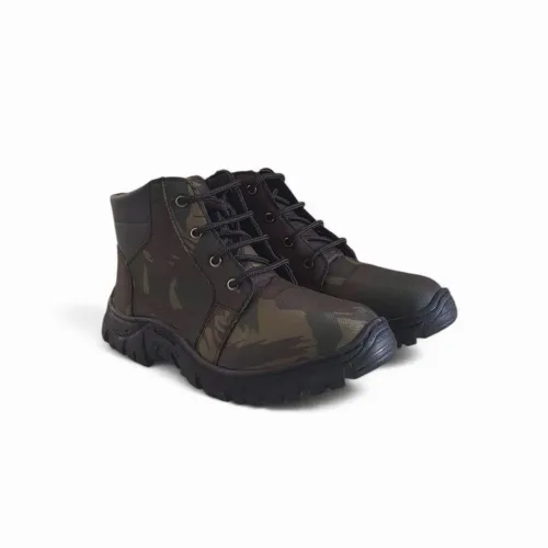 Botina Militar Camuflada Masculina Sintético Impermeável Bico Reforçado PVC Antiderrapante
