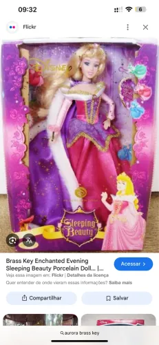 Boneca Aurora Brass Key porcelana Disney a bela adormecida 