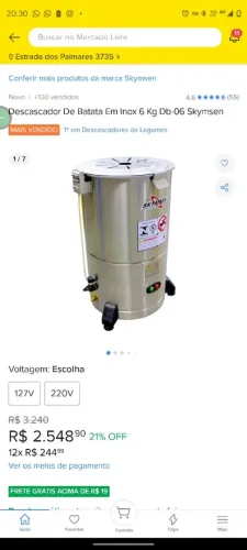 Descascador de Batata em inox 6kg Db-06 skymsen