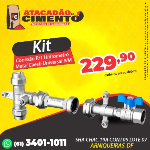 Kit Conexão P/1 Hidrometro Metal Caesb Universal IVM