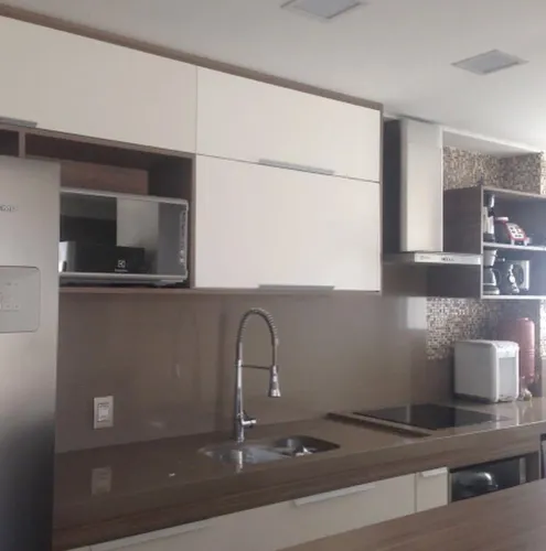Armário de cozinha + nicho + torre e bancada mdf branco e madeira. 10x sem juros cartão. 