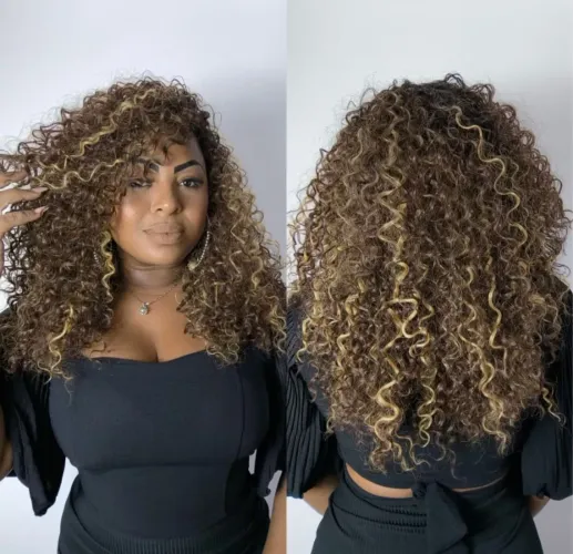 Lace Wig Afro Bio Fibra Premium Cacheada