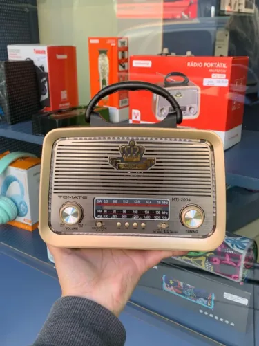 Rádio Portátil Tomate MTJ-2004 - Retrô, Bluetooth e AM/FM