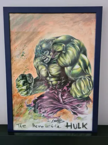 Arte Original Incrível Hulk do artista Manu Silva Tamanho A3