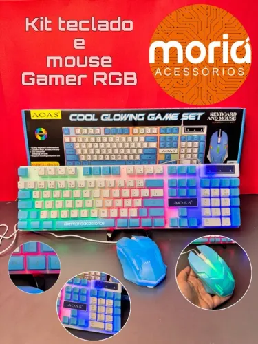 Kit Teclado e Mouse Gamer RGB AOAS - Cool Glowing Game Set M-450