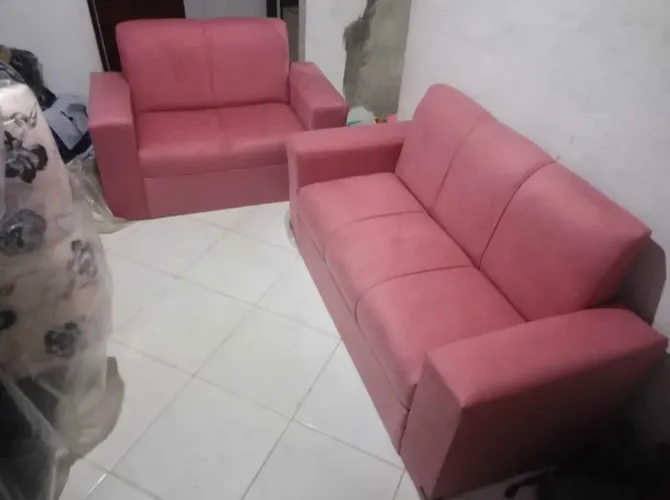 Conjunto de Sofás Rosa - 2 e 3 Lugares