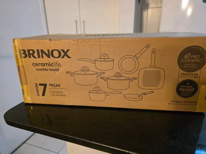 Conjunto de Panelas Brinox Ceramiclife Marble Blend