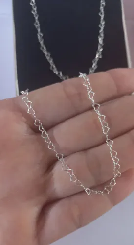 Conjunto elos de coração - Novo - Prata 925