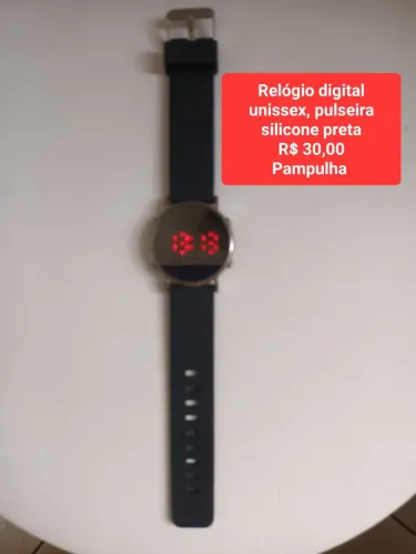 Relógio digital pulseira silicone preto 