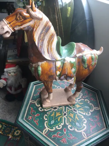 Cavalo Cerâmica Chinesa  Sancai Dinastia Tang...Original...Obra Unica...Exclusiva...