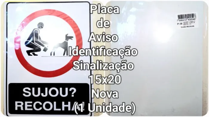 Placa Aviso Sujou Recolha 15x20 cm
