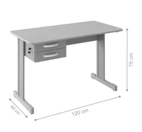 Escrivaninha Office Cinza 2 Gavetas Mesa