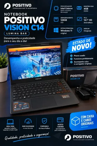 Notebook Positivo Vision C14 Celeron 4GB 128GB - Estado de Novo + Caixa Original