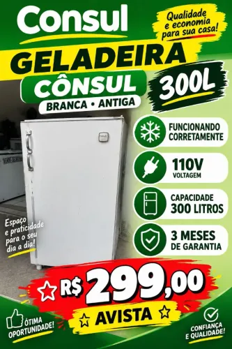 Geladeira cônsul branca 300L antiga